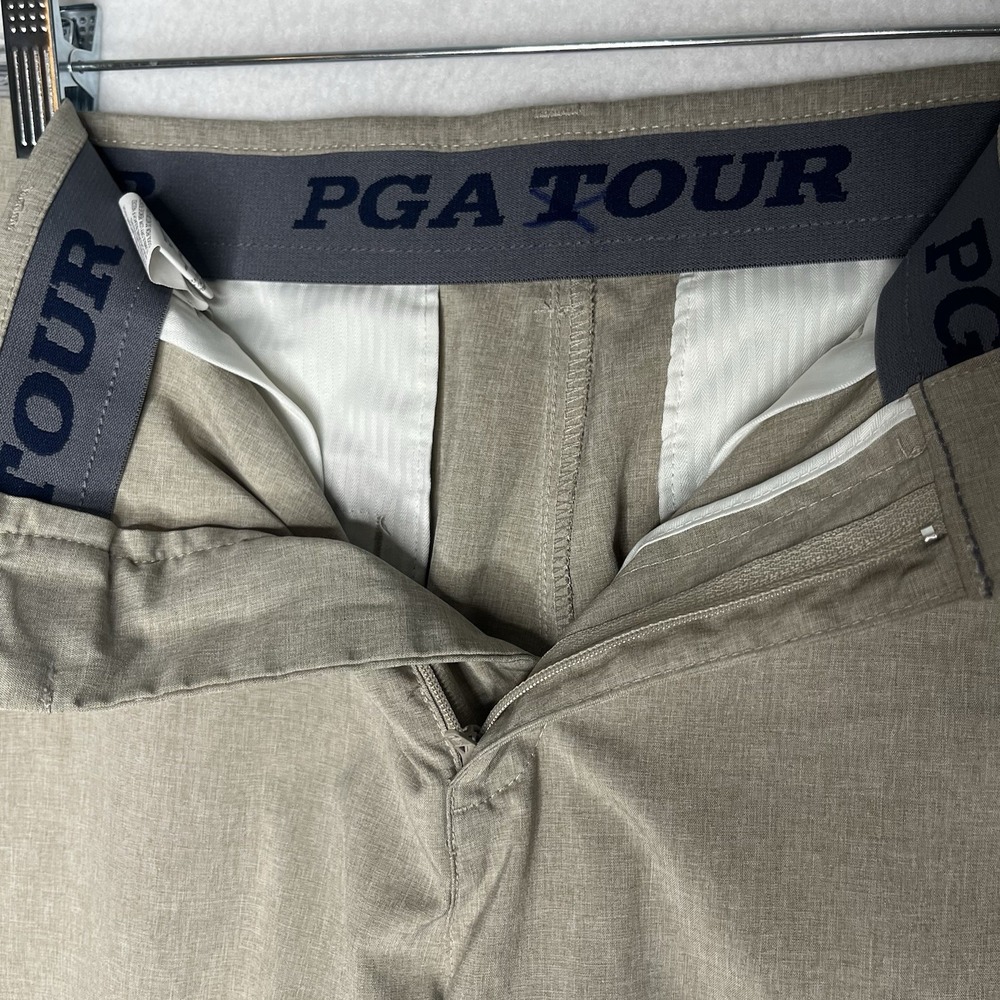 PGA Tour Mens 30 Golf Shorts Tan Heathered Flat Front Performance Outdoor Resort - Picture 3 of 6